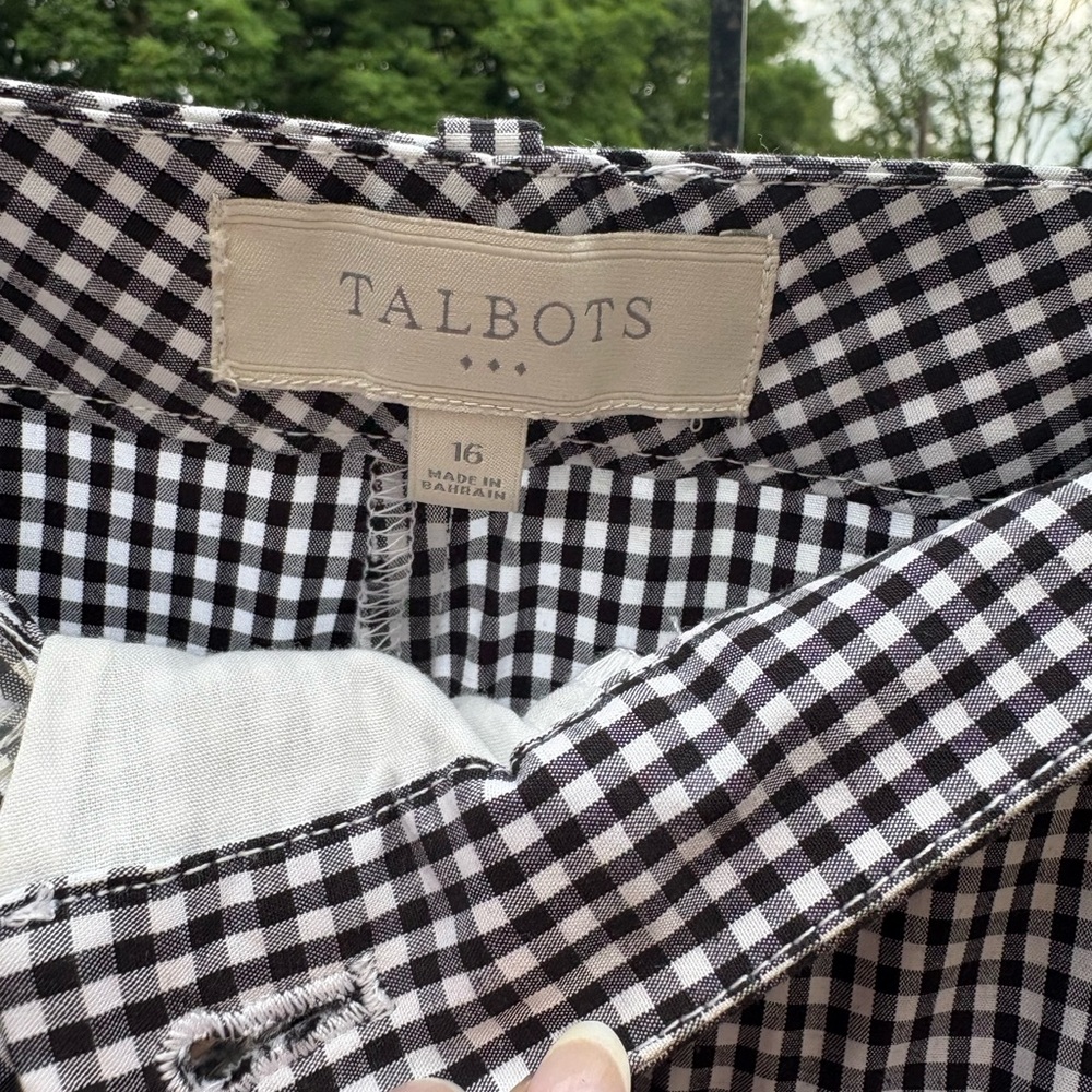Talbots Dressy Black and White Gingham Check Bermuda Shorts Work Sz 16 - Picture 6 of 7